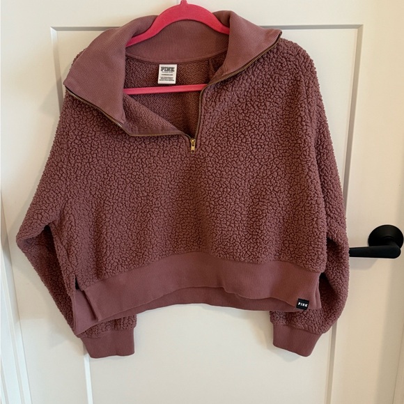 PINK Victoria's Secret Tops - PINK Victoria's Secret Mauve Sherpa Hoodie